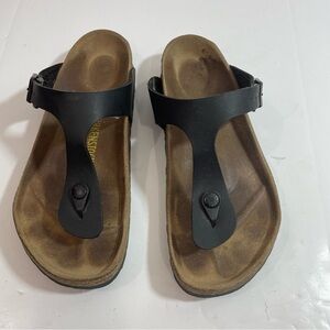 Birkenstock gizeh black leather sandal size 39 8/8.5